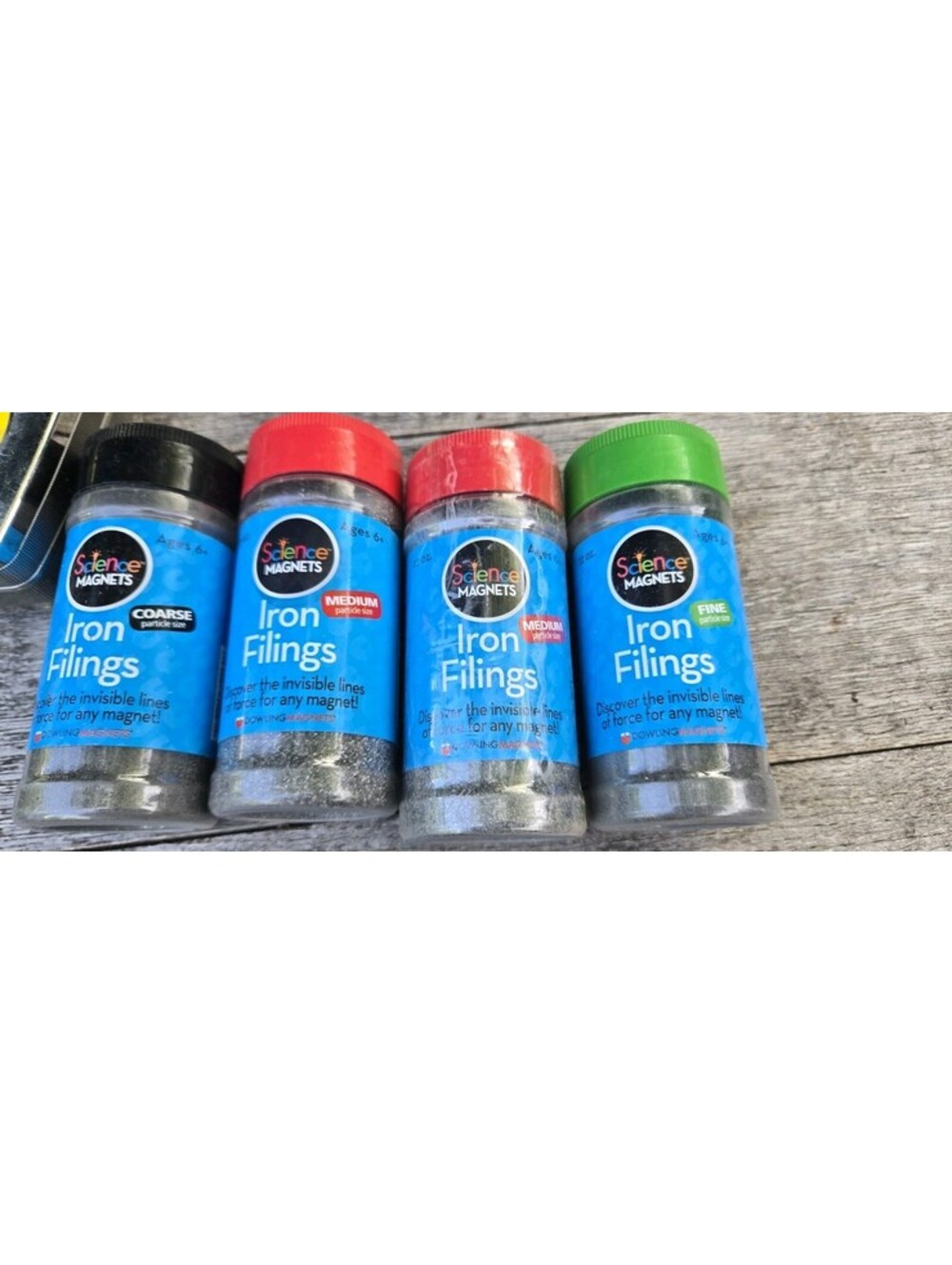 Dowling Magnets 4 Iron Filings, 12oz Bottle Coarse 1, Fine 1, Medium 2. Age 6+